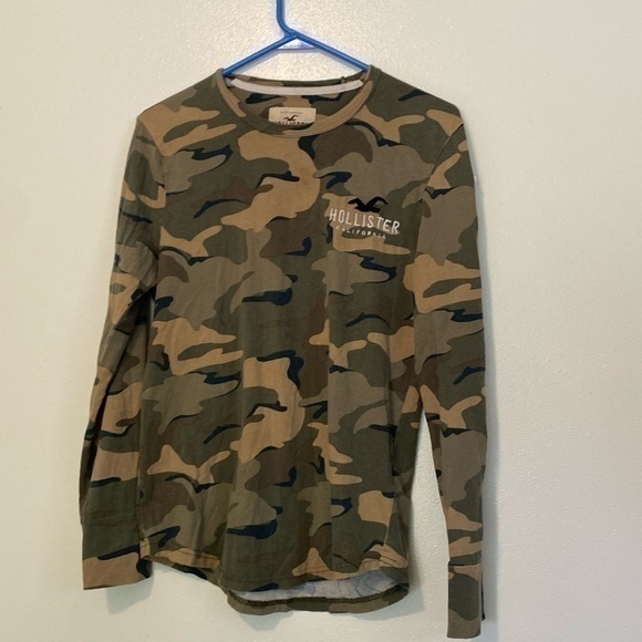 Hollister Long Sleeve Camo Cotton Embroidered Logo Shirt Xs